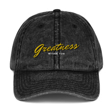 Load image into Gallery viewer, Greatness Cursive Vintage Cotton Dad Hat