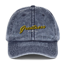 Load image into Gallery viewer, Greatness Cursive Vintage Cotton Dad Hat
